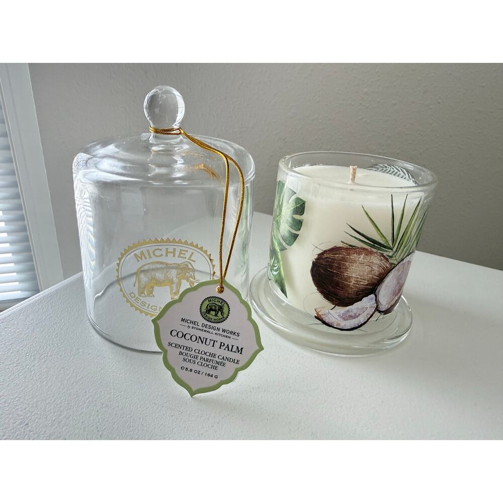 Michel Design Works | 5.8 oz SOY CANDLE Coconut Palm Scented Cloche Candle NWT